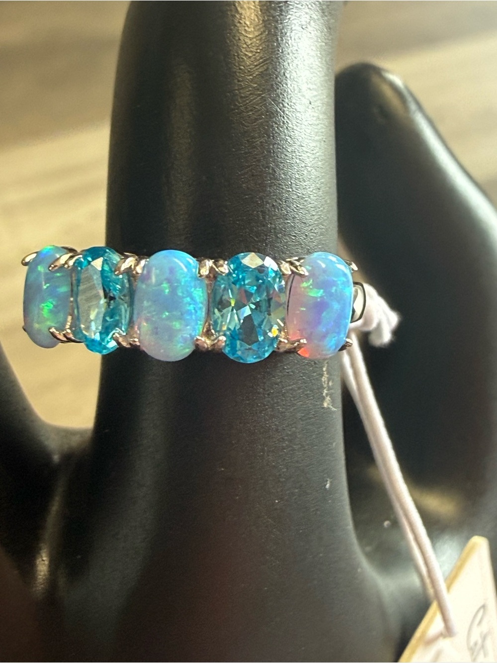 Blue Opal and Blue Topaz Five-Stone Women's Ring - Unbranded